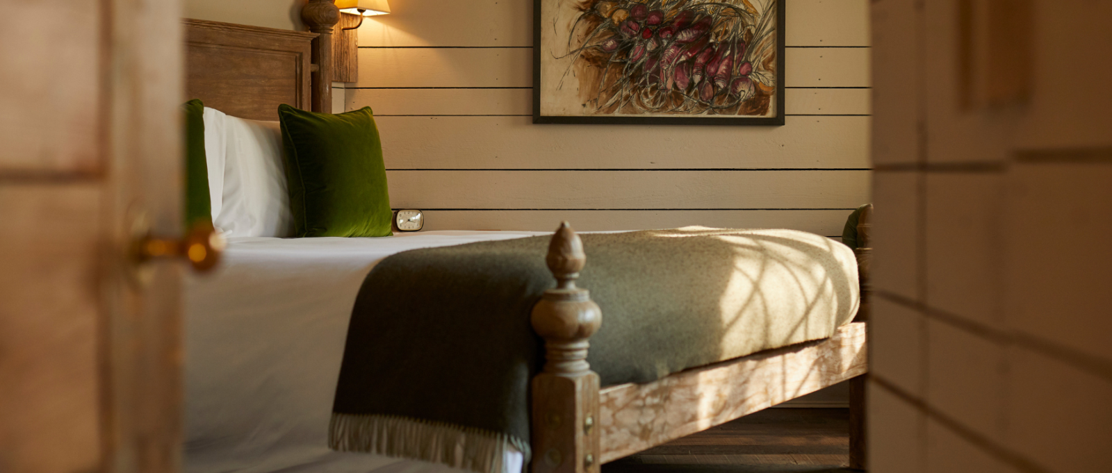 A double bedroom at The Pig Hotel